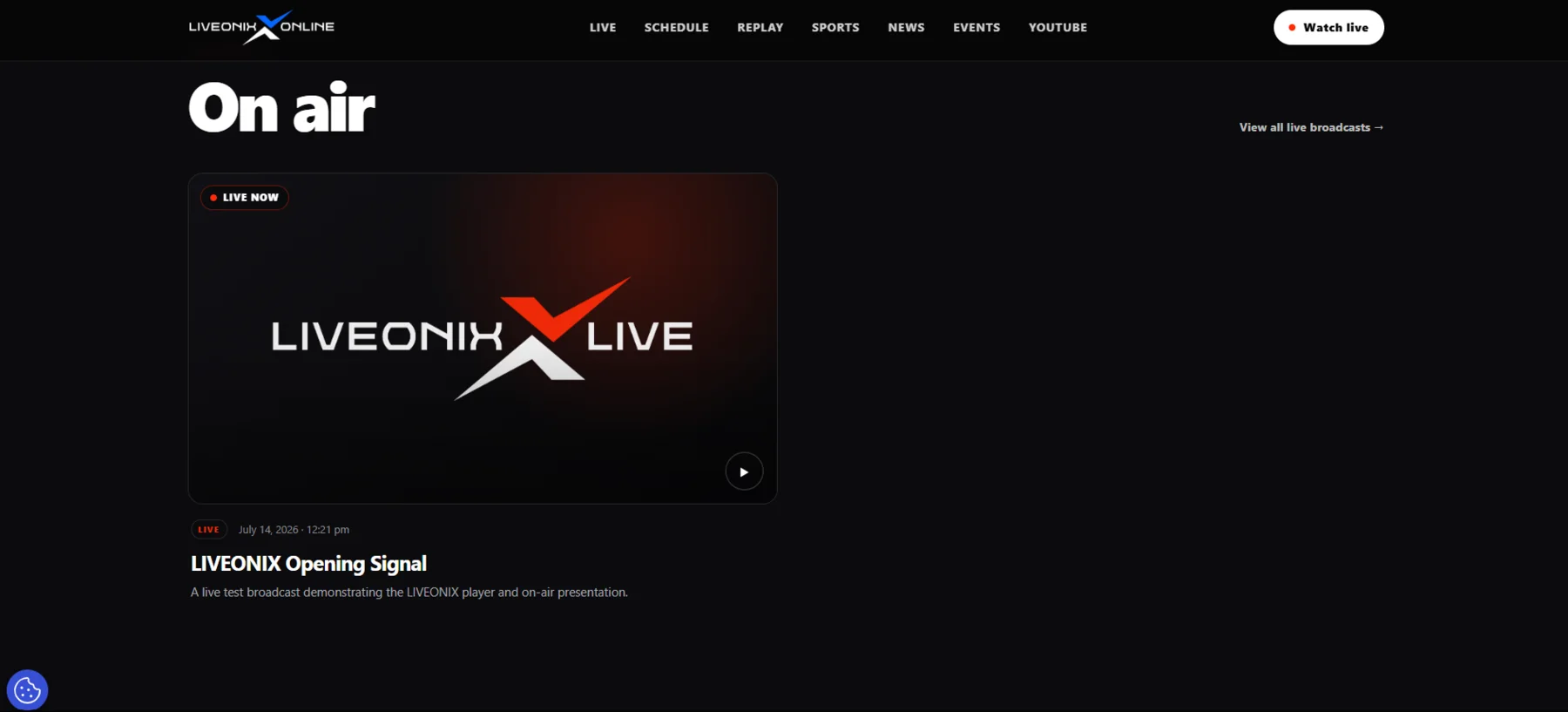 LIVEONIX on air page