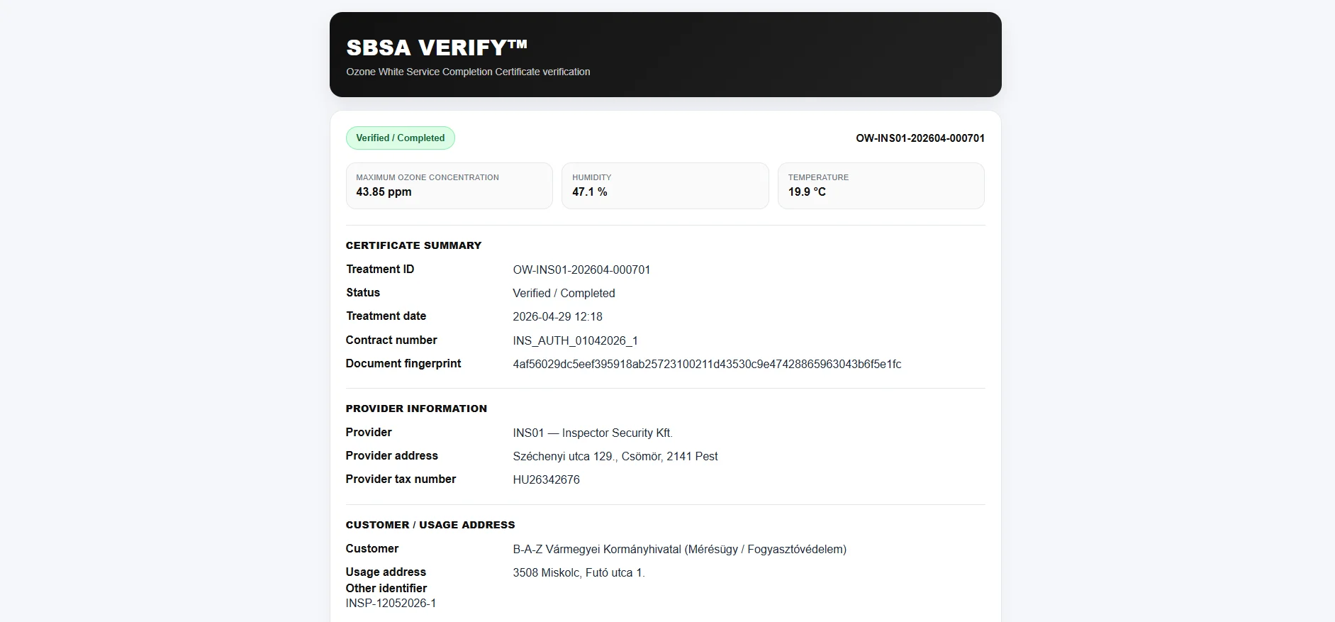 Certificate verification