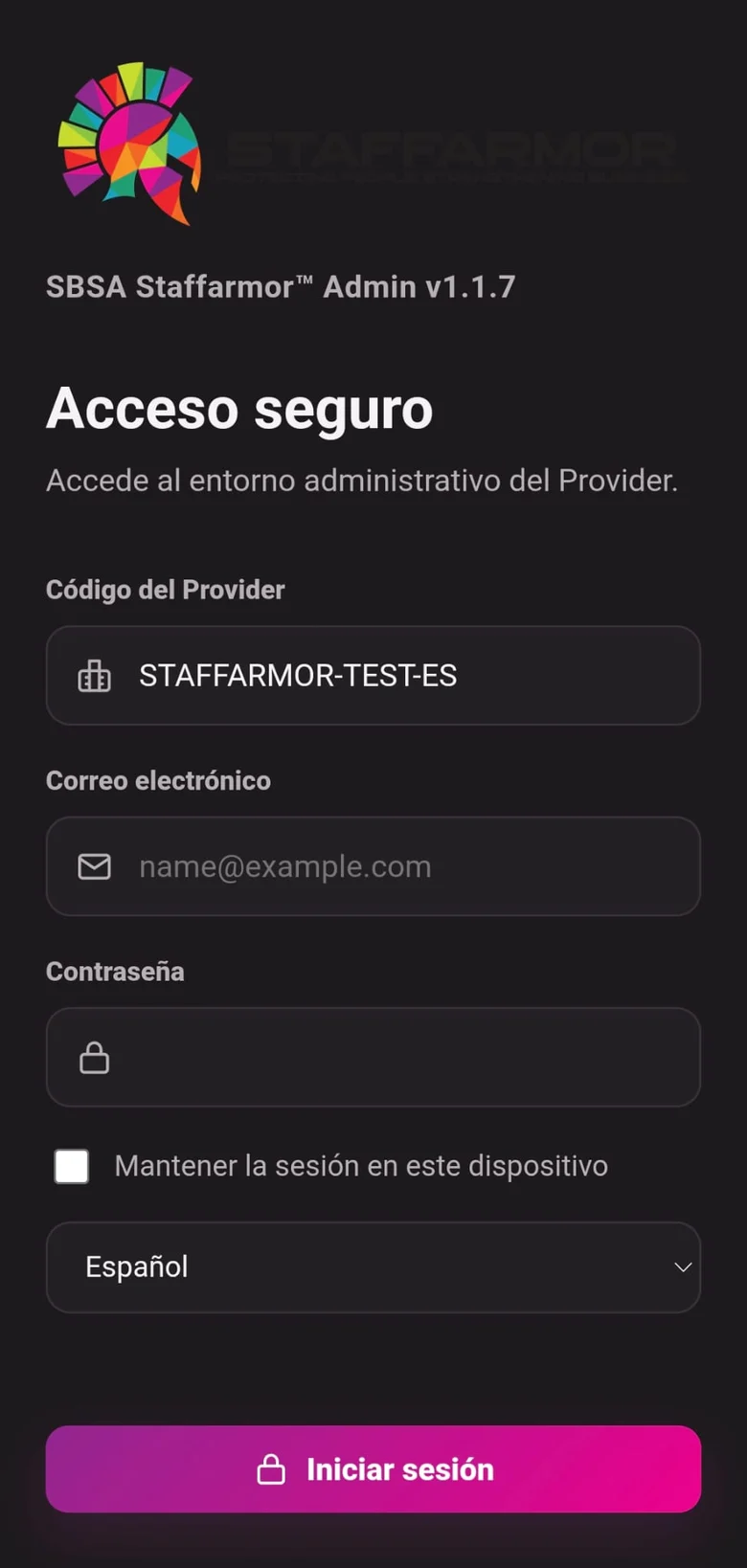 Staffarmor secure mobile login